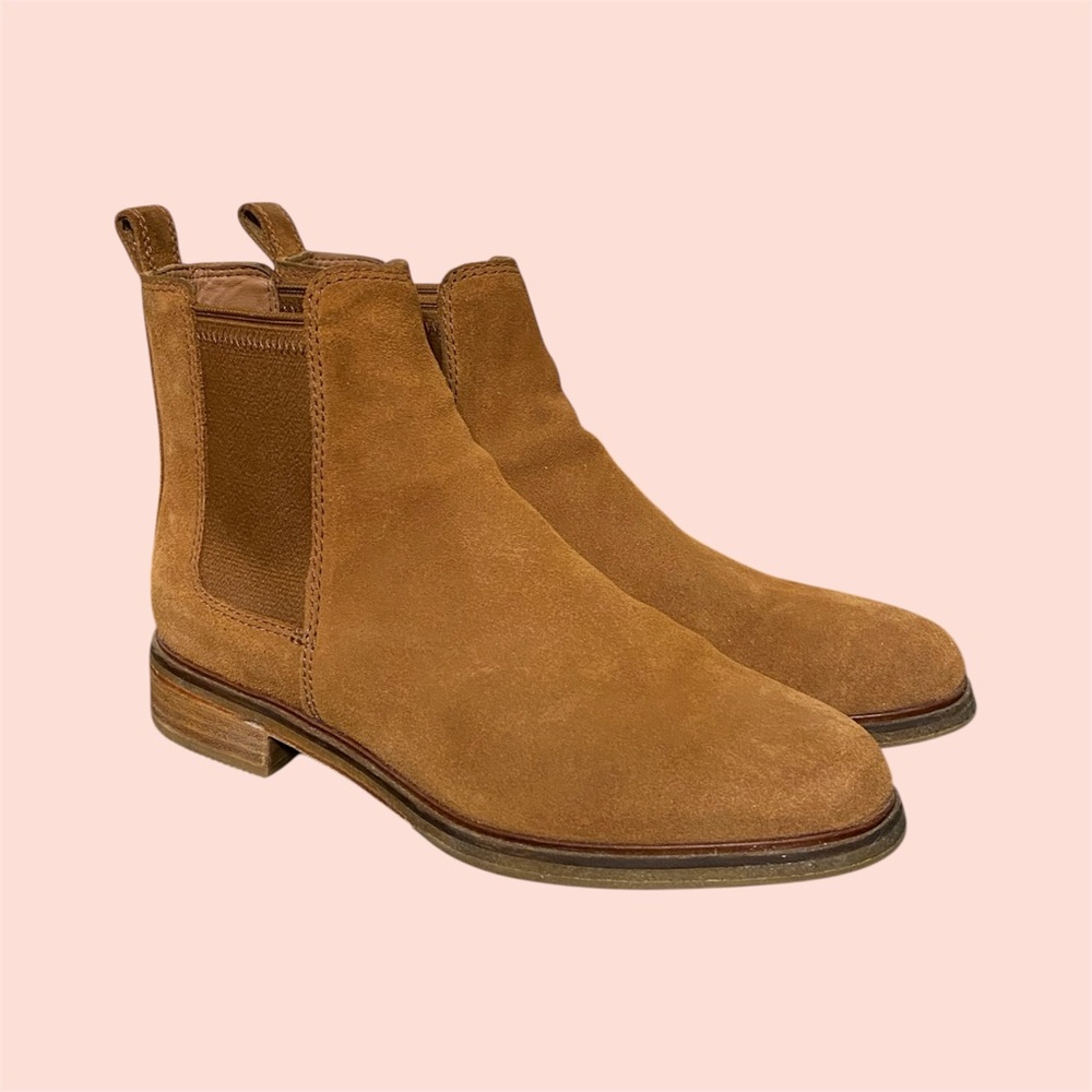 Clarks Tan Suede Ankle Boots